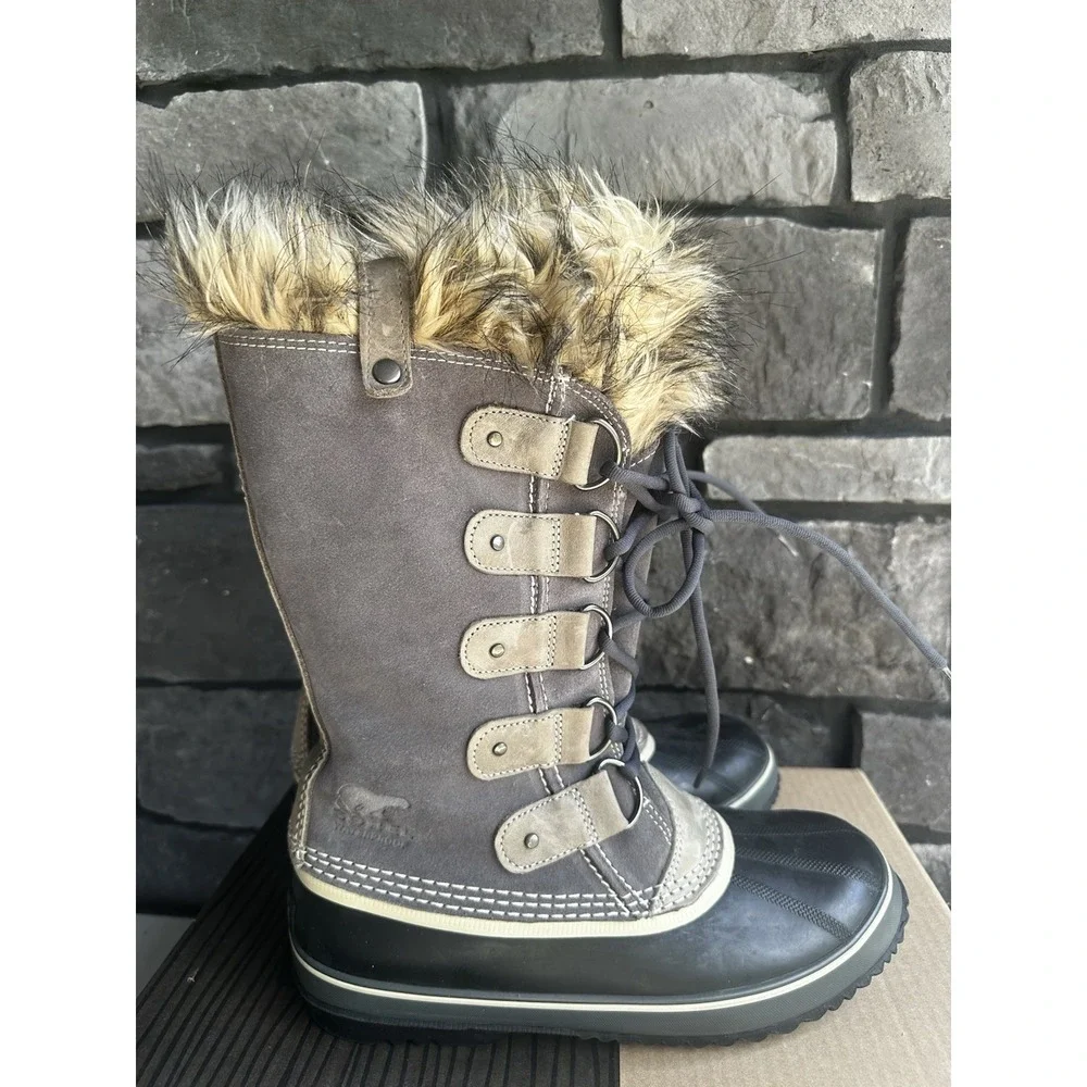 SOREL Joan Of Arctic Women's Size 10 Waterproof Winter Fur Snow Boots Shale Gray